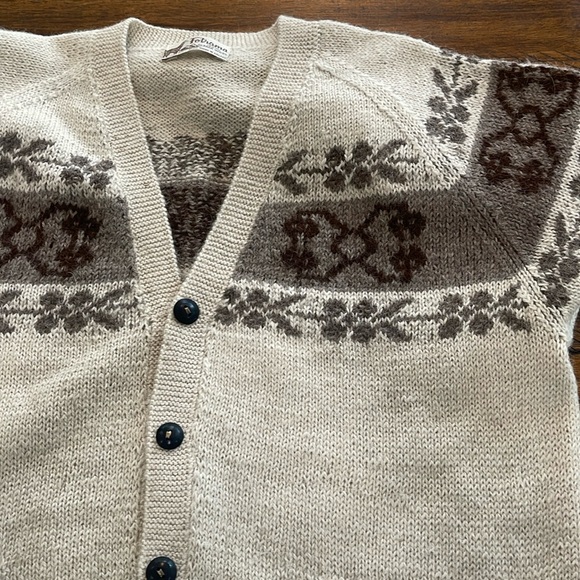 Fotrama 100% Alpaca Wool Bolivia button front knitted beige sweater cardigan M - Picture 7 of 16